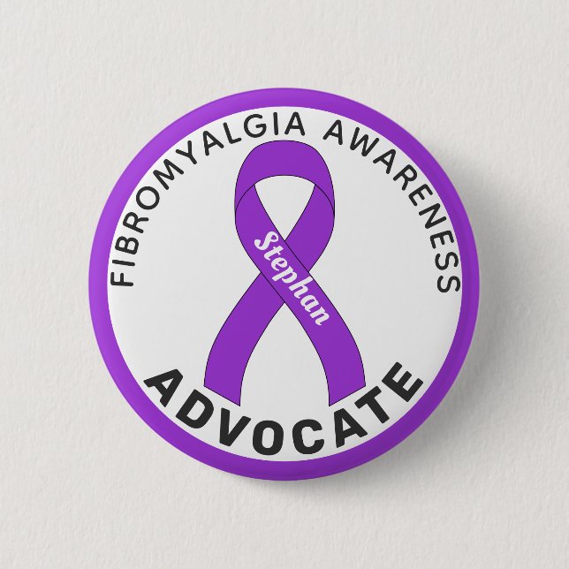 Fibromyalgia Awareness Ribbon White Button (Front)