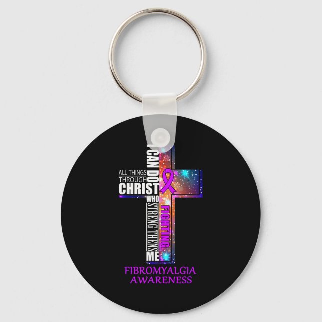 Fibromyalgia Awareness Shirt - Christmas Gift Shir Key Ring (Front)