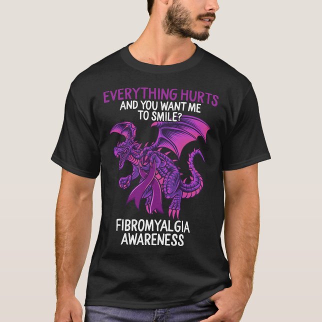 Fibromyalgia Awareness Shirt, Dragon Lover, T-Shirt (Front)