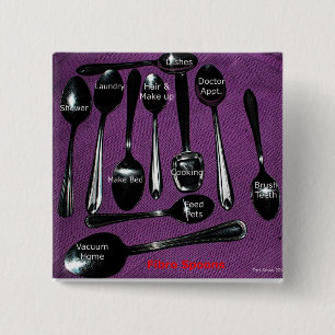 Fibromyalgia Awareness Spoons 15 Cm Square Badge