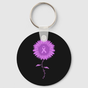 Fibromyalgia Awareness Sunflower Purple Ribbon 1 Key Ring