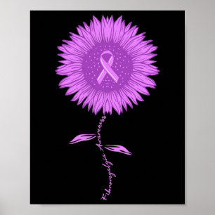 Fibromyalgia Awareness Sunflower Purple Ribbon 1 Poster