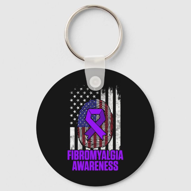 Fibromyalgia Awareness Survivor Proud Warrior 12  Key Ring (Front)