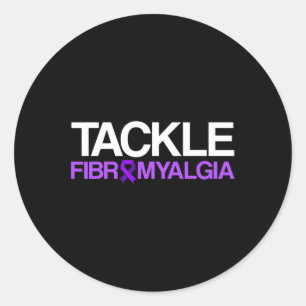 Fibromyalgia Awareness Survivor Tackling Warrior  Classic Round Sticker