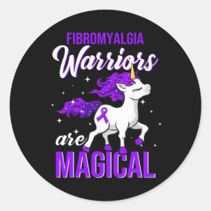 Fibromyalgia Awareness Warrior Fun Unicorn Classic Round Sticker