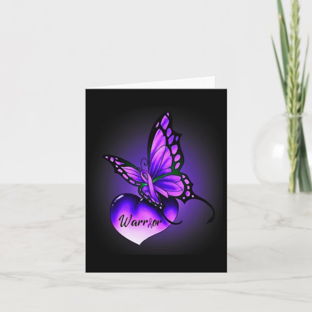 Fibromyalgia Awareness Warrior Purple Ribbon Butte Card (Front)