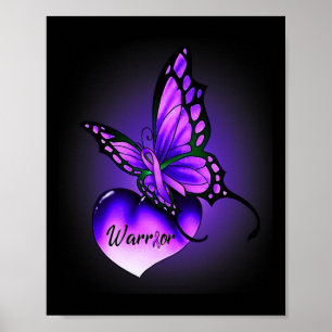 Fibromyalgia Awareness Warrior Purple Ribbon Butte Poster