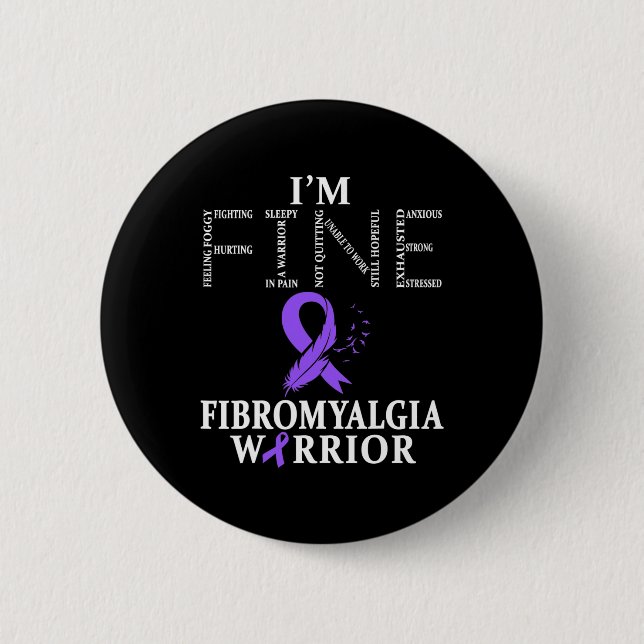 Fibromyalgia Awareness Warrior Support Purple Ribb 6 Cm Round Badge (Front)