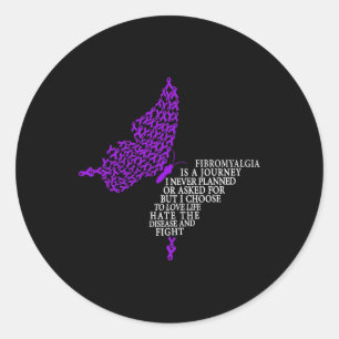 Fibromyalgia Awareness Warrior Support Purple Ribb Classic Round Sticker