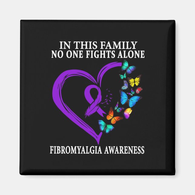 Fibromyalgia Awareness Warrior Support Purple Ribb Magnet (Front)