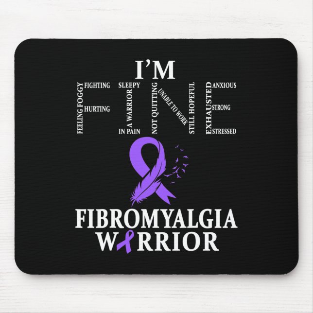 Fibromyalgia Awareness Warrior Support Purple Ribb Mouse Mat (Front)