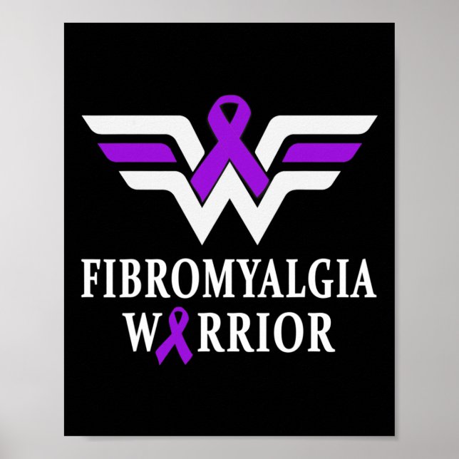 Fibromyalgia Awareness Warrior Support Purple Ribb Poster (Front)