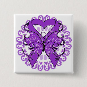 Fibromyalgia Butterfly Circle of Ribbons 15 Cm Square Badge