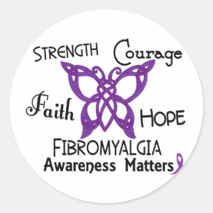 Fibromyalgia Celtic Butterfly 3 Classic Round Sticker