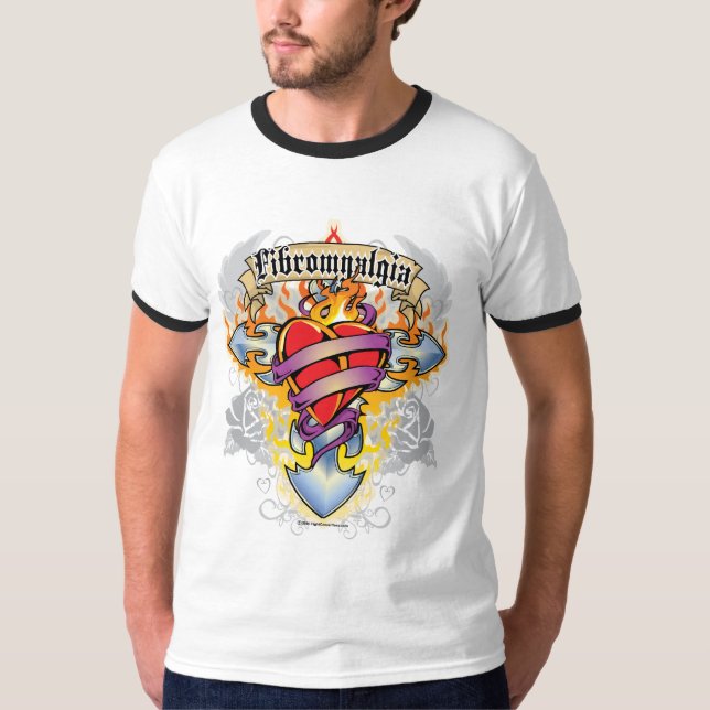 Fibromyalgia Cross & Heart T-Shirt (Front)
