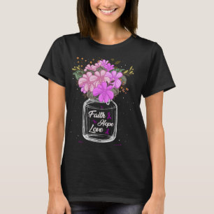 Fibromyalgia Faith Love Hope Flower Jar Awareness T-Shirt