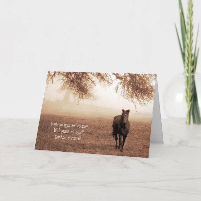 Fibromyalgia Feel Better Horse and Fog with Oak Card (Front)
