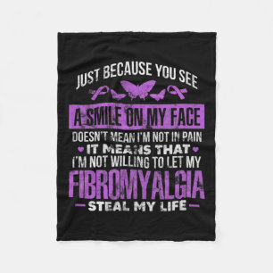 Fibromyalgia Fibro Warrior Purple Ribbon Butterfly Fleece Blanket