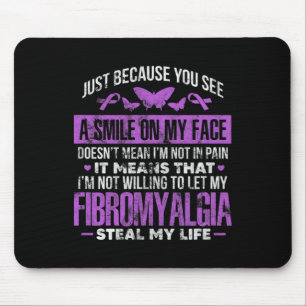 Fibromyalgia Fibro Warrior Purple Ribbon Butterfly Mouse Mat