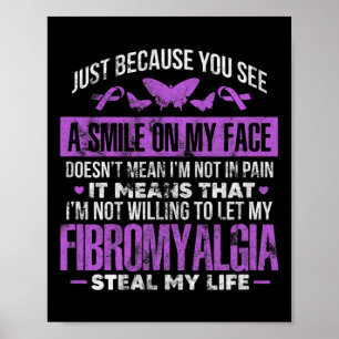 Fibromyalgia Fibro Warrior Purple Ribbon Butterfly Poster