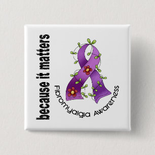 Fibromyalgia Flower Ribbon 3 15 Cm Square Badge
