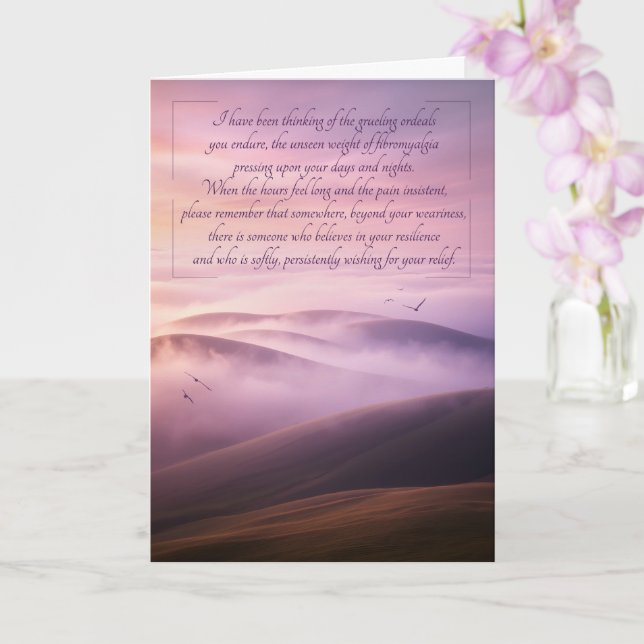 Fibromyalgia Get Well Sentimental Lavender Card (Orchid)