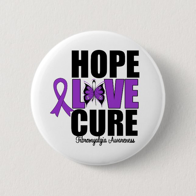 Fibromyalgia Hope Love Cure 6 Cm Round Badge (Front)