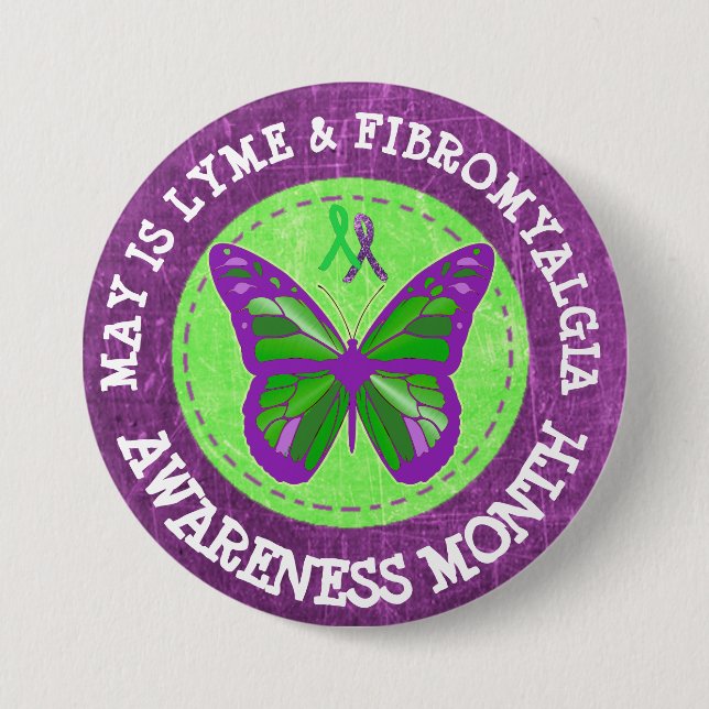Fibromyalgia & Lyme Awareness Month Ribbon Button (Front)