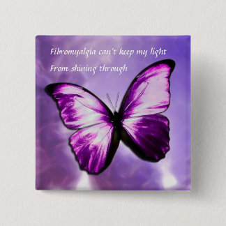 Fibromyalgia Purple Butterfly Square Button