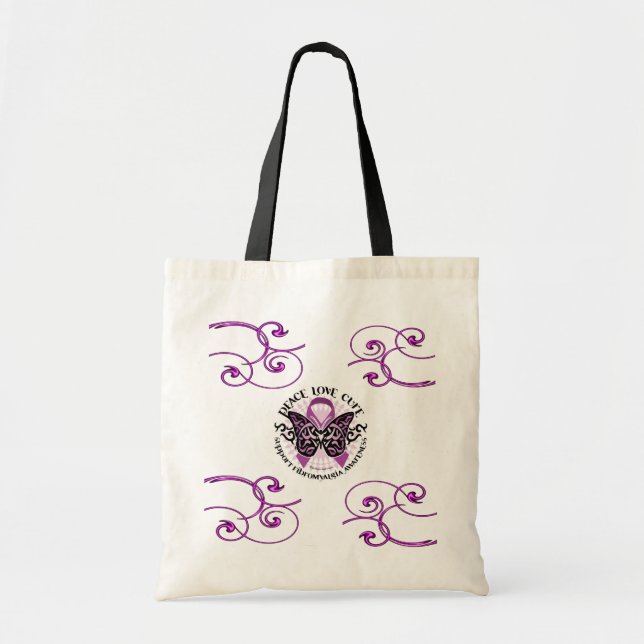 Fibromyalgia Swirls Awareness Tote Bag (Front)