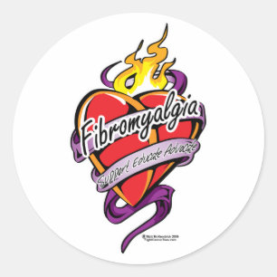 Fibromyalgia Tattoo Heart Classic Round Sticker
