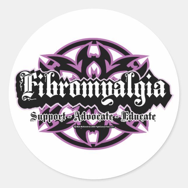 Fibromyalgia Tribal Classic Round Sticker (Front)
