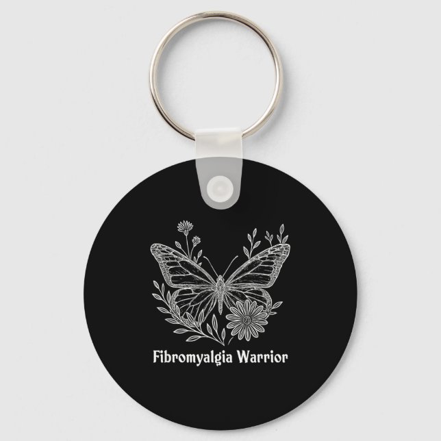 Fibromyalgia Warrior Awareness Butterfly Invisible Key Ring (Front)