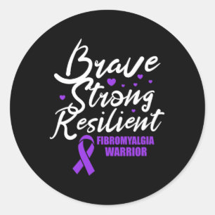 Fibromyalgia Warrior Brave Strong Resilient Fibro  Classic Round Sticker