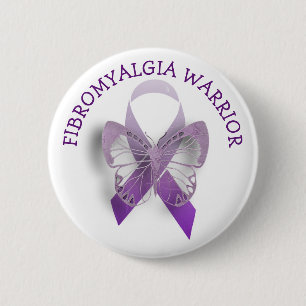 Fibromyalgia Warrior Purple Awareness Ribbon Butto 6 Cm Round Badge