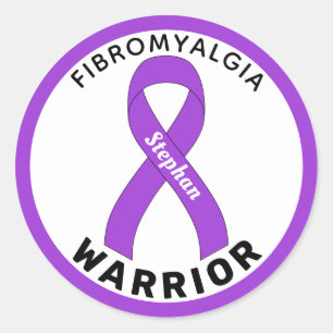 Fibromyalgia Warrior Ribbon White Round Sticker