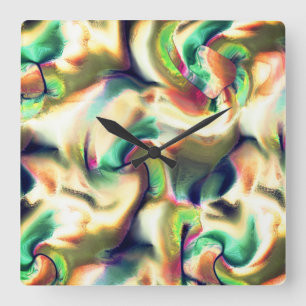 Fibrous spots of showy colored, defective gradient square wall clock