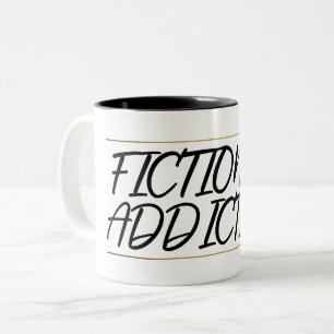 Fiction Addiction Black Gold Book Lovers Funny Two-Tone Coffee Mug