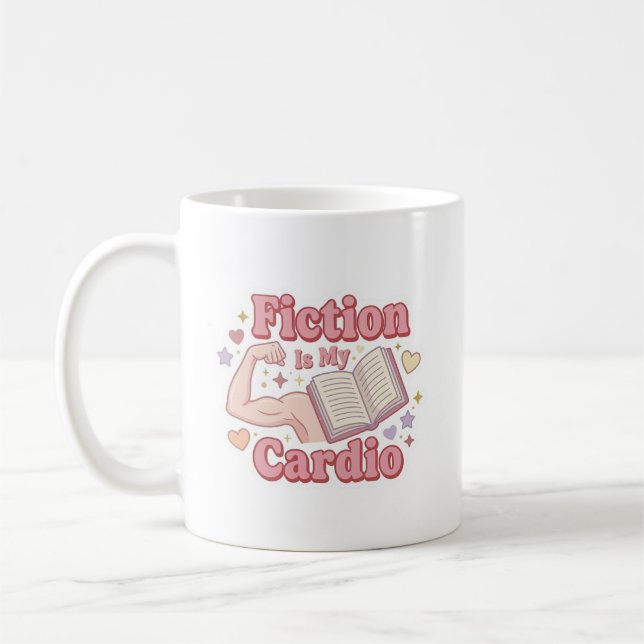 Fiction is my cardio - bookworm reading coffee mug (Left)