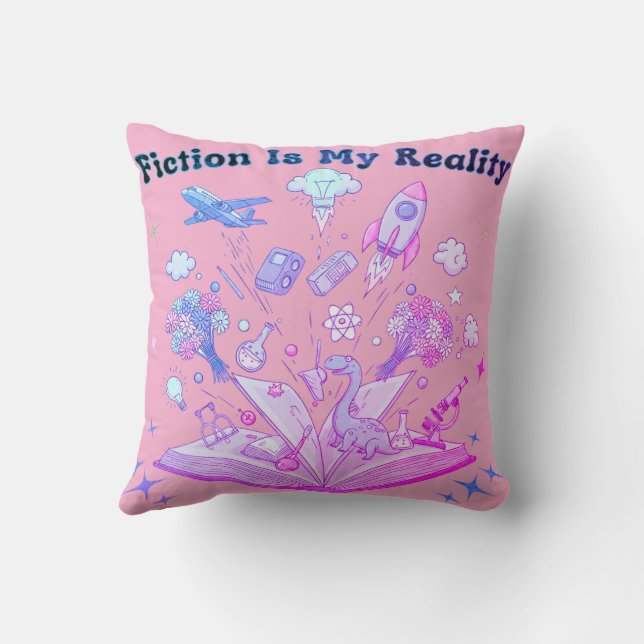 Fiction Is My Reality : Book Lover Fantasy Design Cushion (Back)