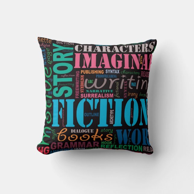 Fiction Writer's Word Art Throw Pillow (Front)