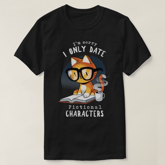 Fictional Characters Smart Bookworm Cat Funny Quot T-Shirt (Design Front)