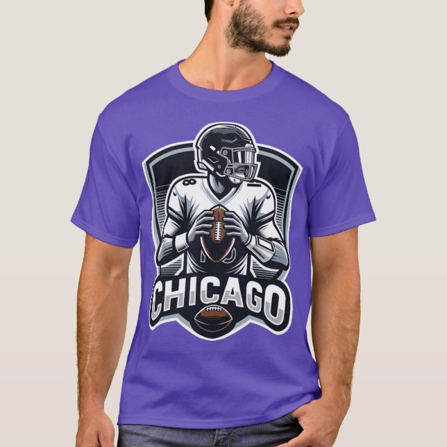 Fictional Chicago Quarterback #18 Shield Logo T-Shirt (Front)