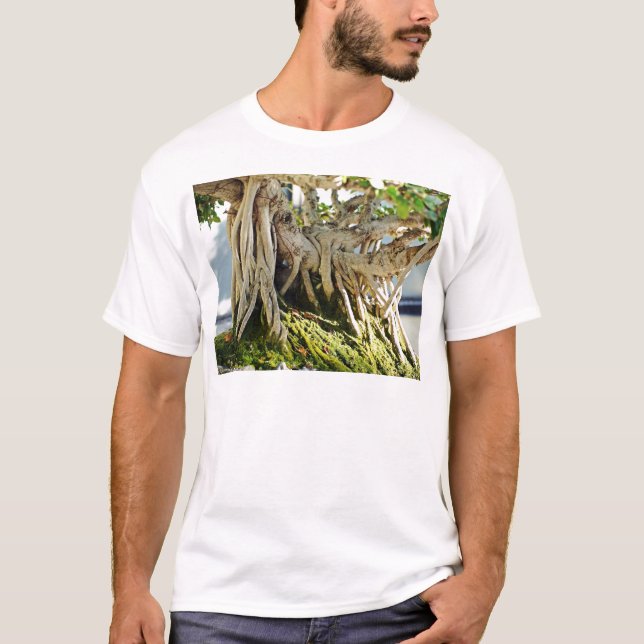 Ficus Banyan Bonsai Tree Roots T-Shirt (Front)