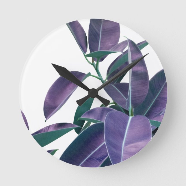 Ficus Elastica Violet Green Glam #1 #tropical  Round Clock (Front)