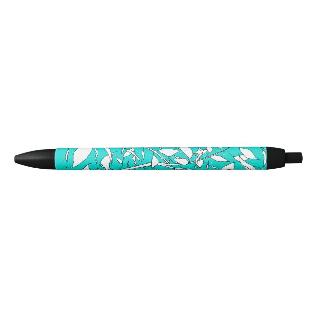 Ficus Tree Plant Line Drawing Blue Background Ink Pen (Front)