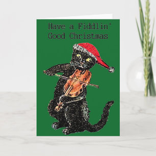 Fiddle Cat Christmas Card