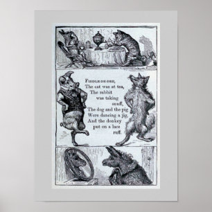 "Fiddle-de-dee" Vintage Animal Illustration Poster
