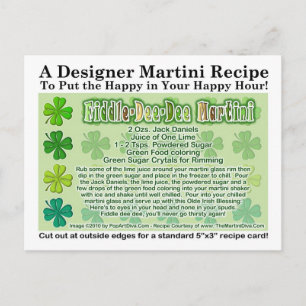 Fiddle Dee Dee St. Patrick's Day Martini Card