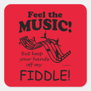 Fiddle Feel The Music Square Sticker